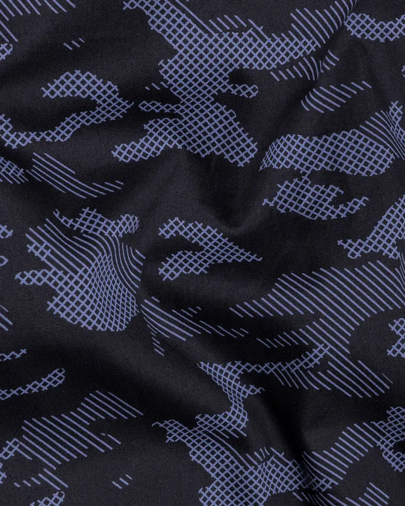Cinder Black With Waikawa Blue Camo Printed Premium Satin Shirt 3