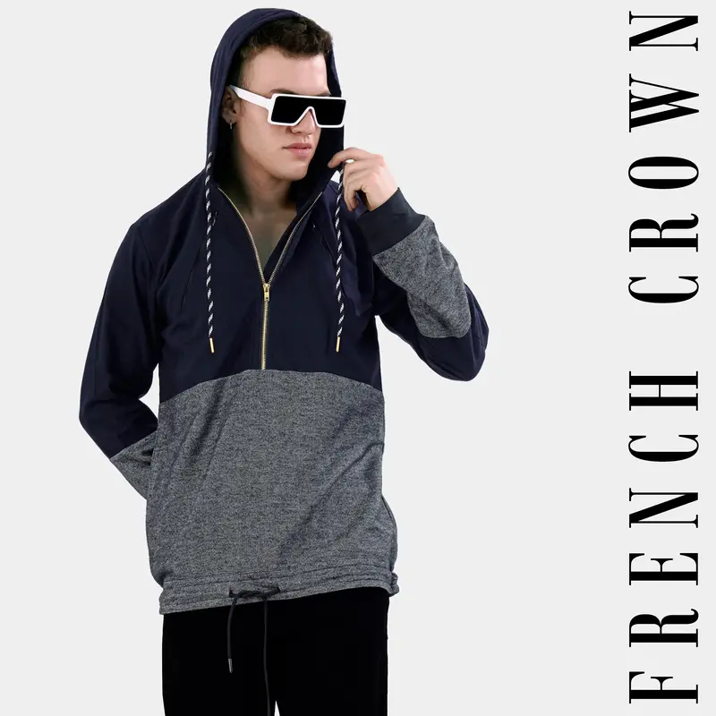 Cinder Blue And Nobel Gray Flannel Designer Hoodie Shirt 1