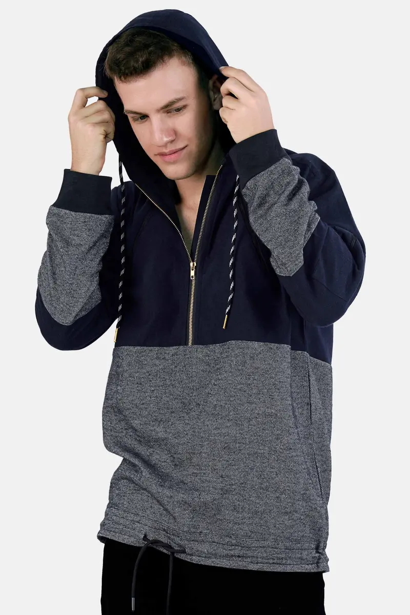 Cinder Blue And Nobel Gray Flannel Designer Hoodie Shirt 2