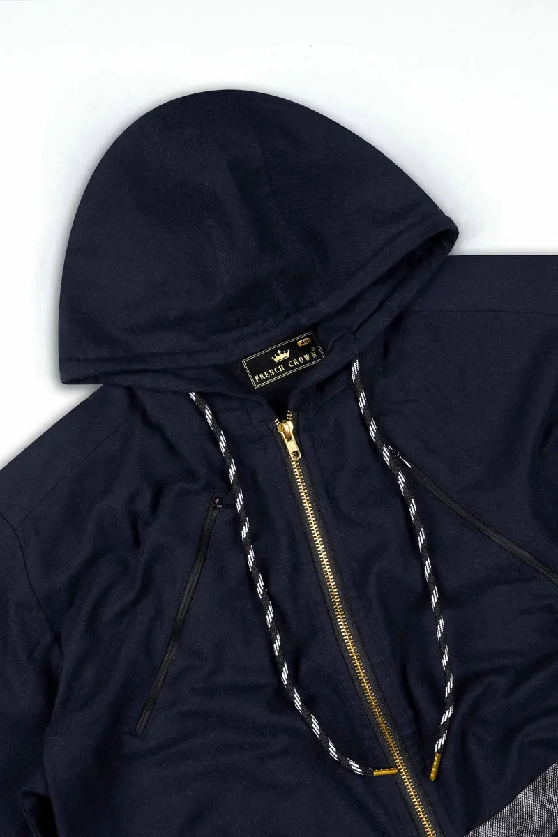 Cinder Blue And Nobel Gray Flannel Designer Hoodie Shirt 4