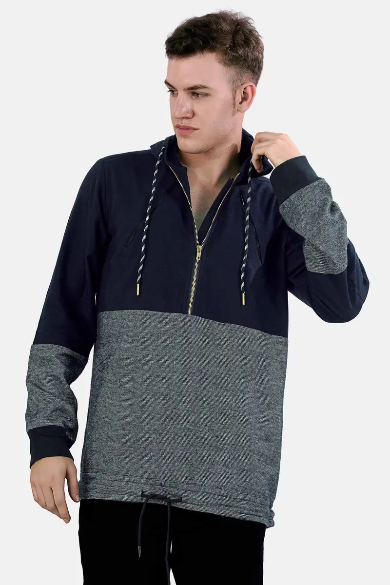 Cinder Blue And Nobel Gray Flannel Designer Hoodie Shirt 7