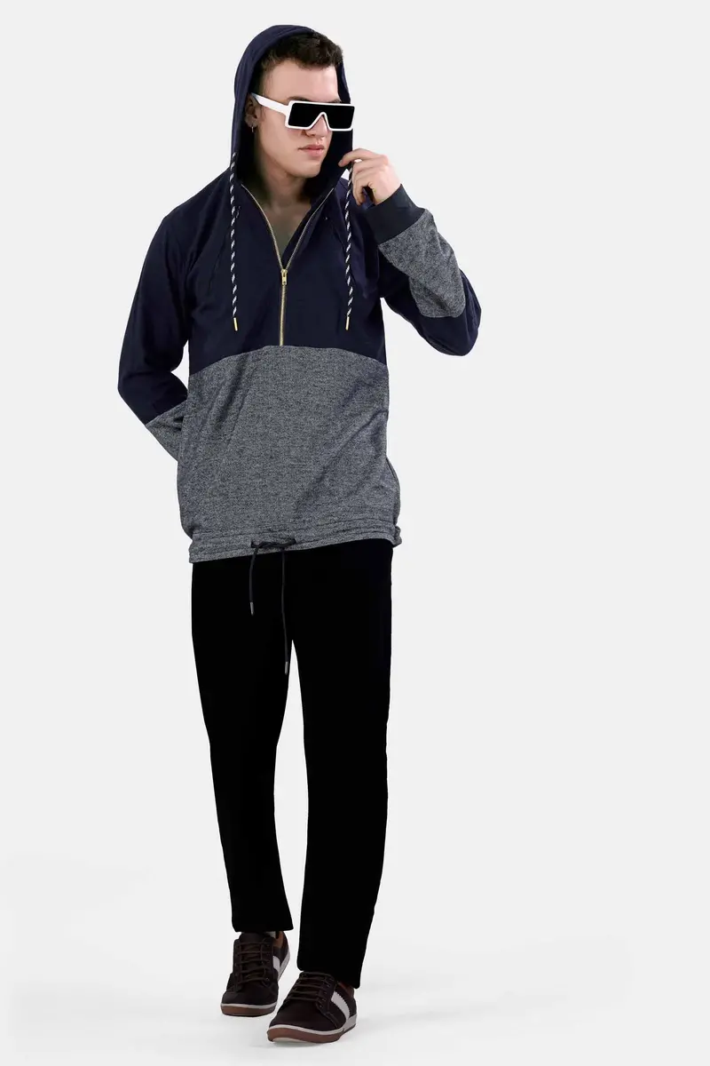 Cinder Blue And Nobel Gray Flannel Designer Hoodie Shirt 8