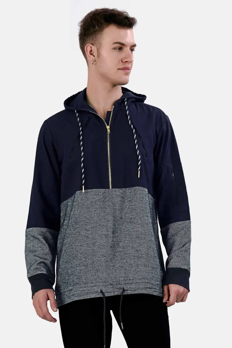 Cinder Blue And Nobel Gray Flannel Designer Hoodie Shirt 9