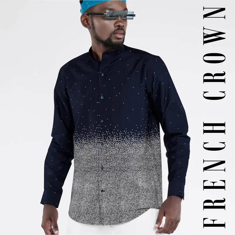Cinder Blue And White Super Soft Premium Cotton Shirts 1