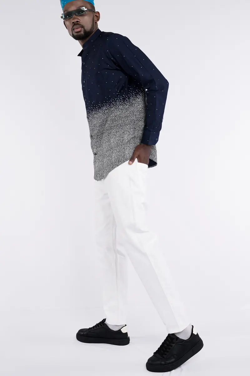 Cinder Blue And White Super Soft Premium Cotton Shirts 9