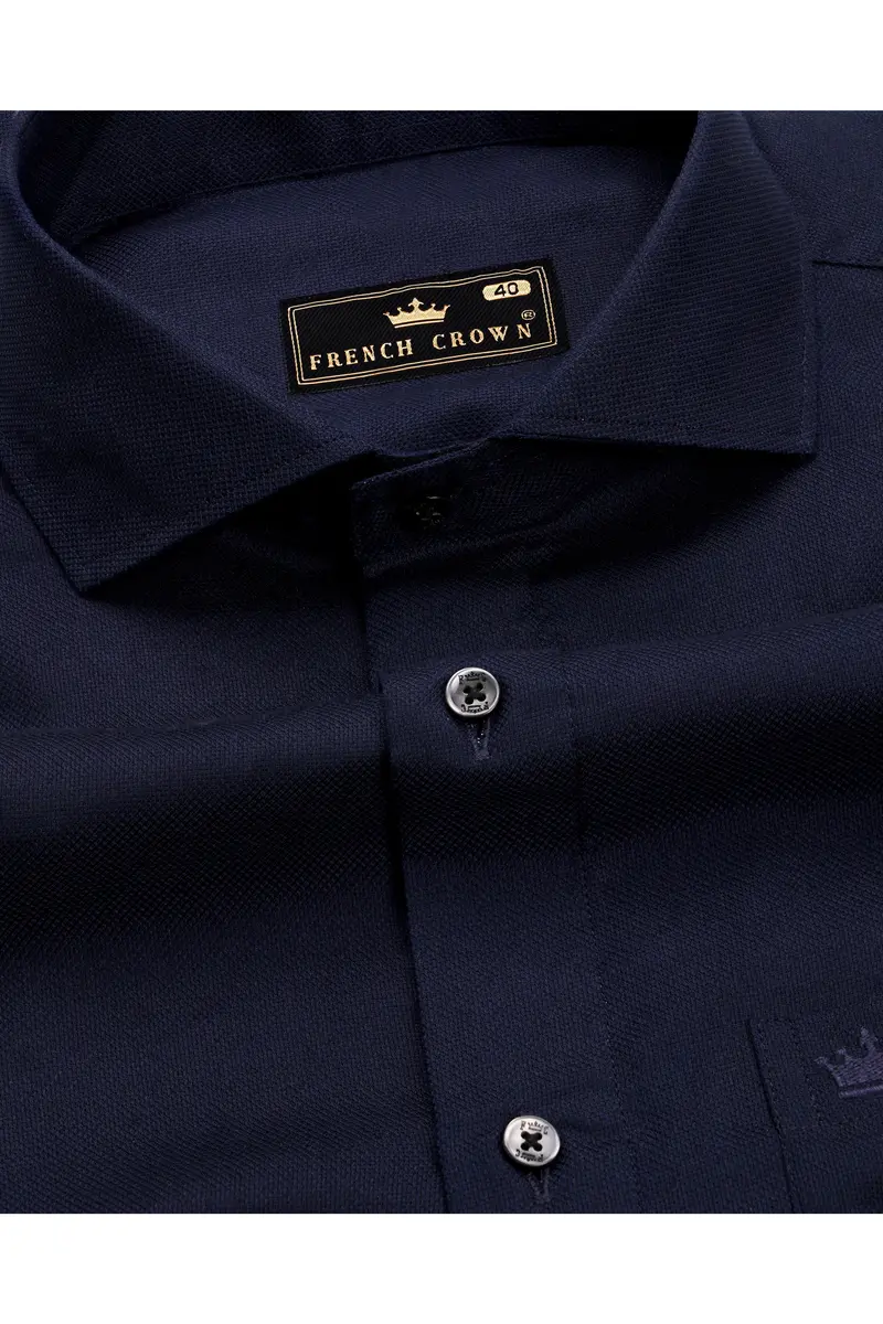 Cinder Blue Dobby Textured Premium Giza Cotton Shirt 1