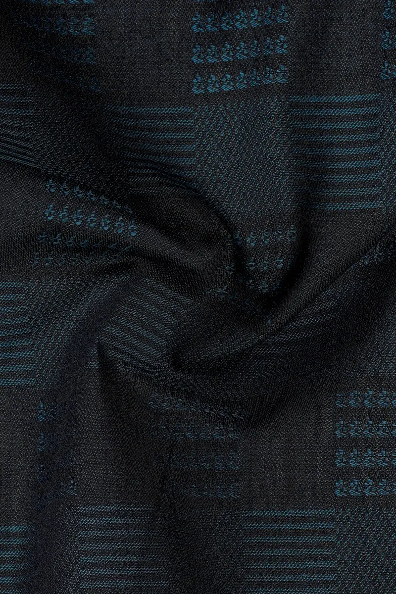 Cinder Blue Jacquard Textured Premium Cotton Shirt 2