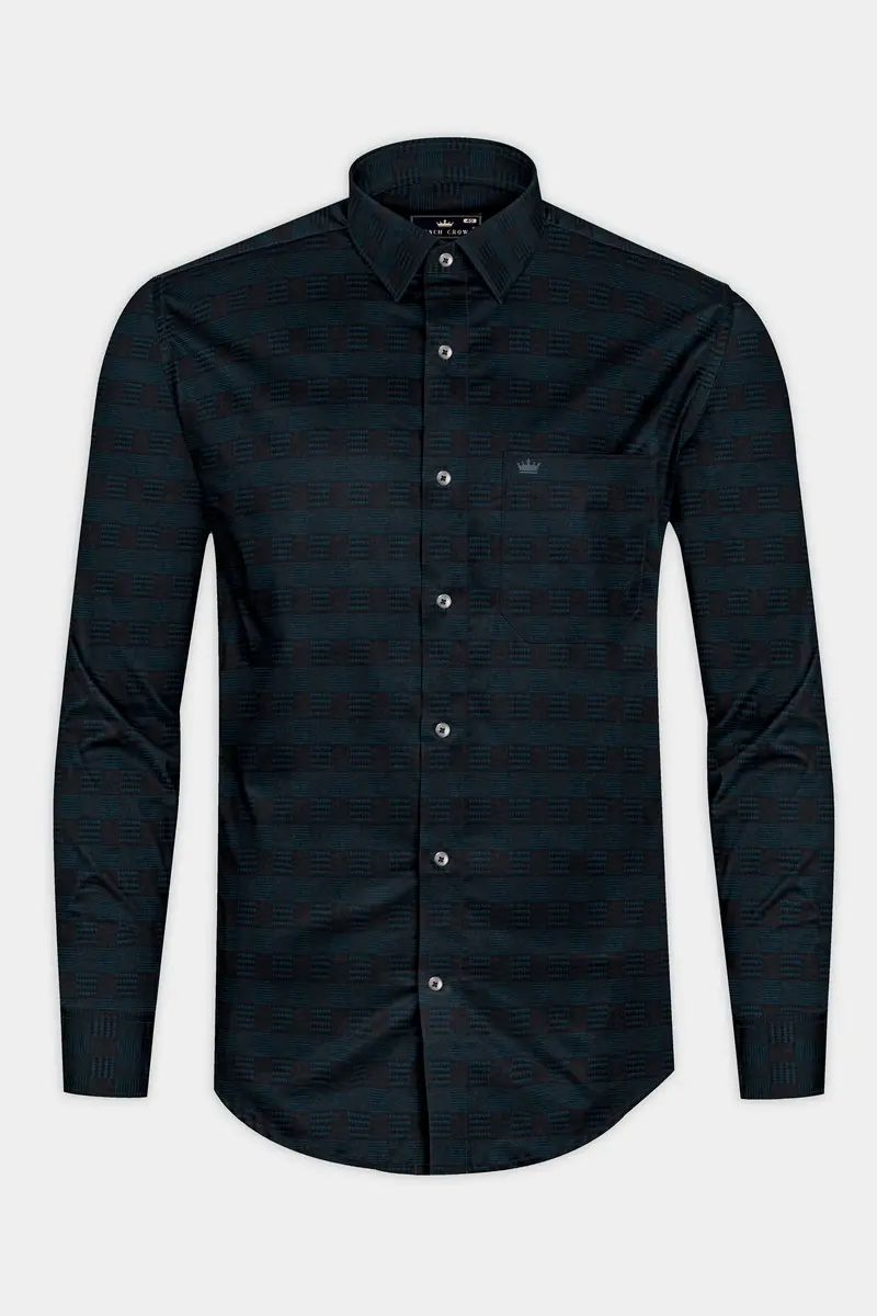 Cinder Blue Jacquard Textured Premium Cotton Shirt 4