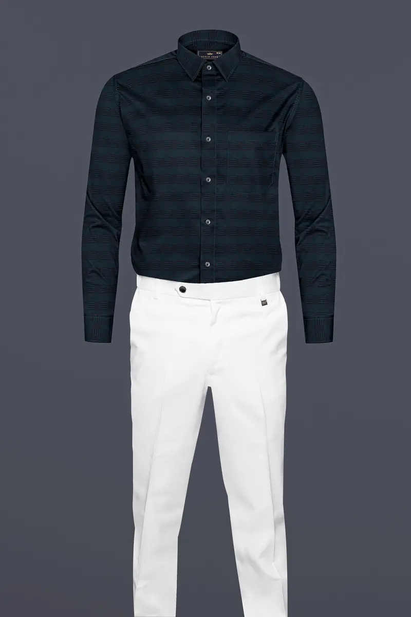 Cinder Blue Jacquard Textured Premium Cotton Shirt 6