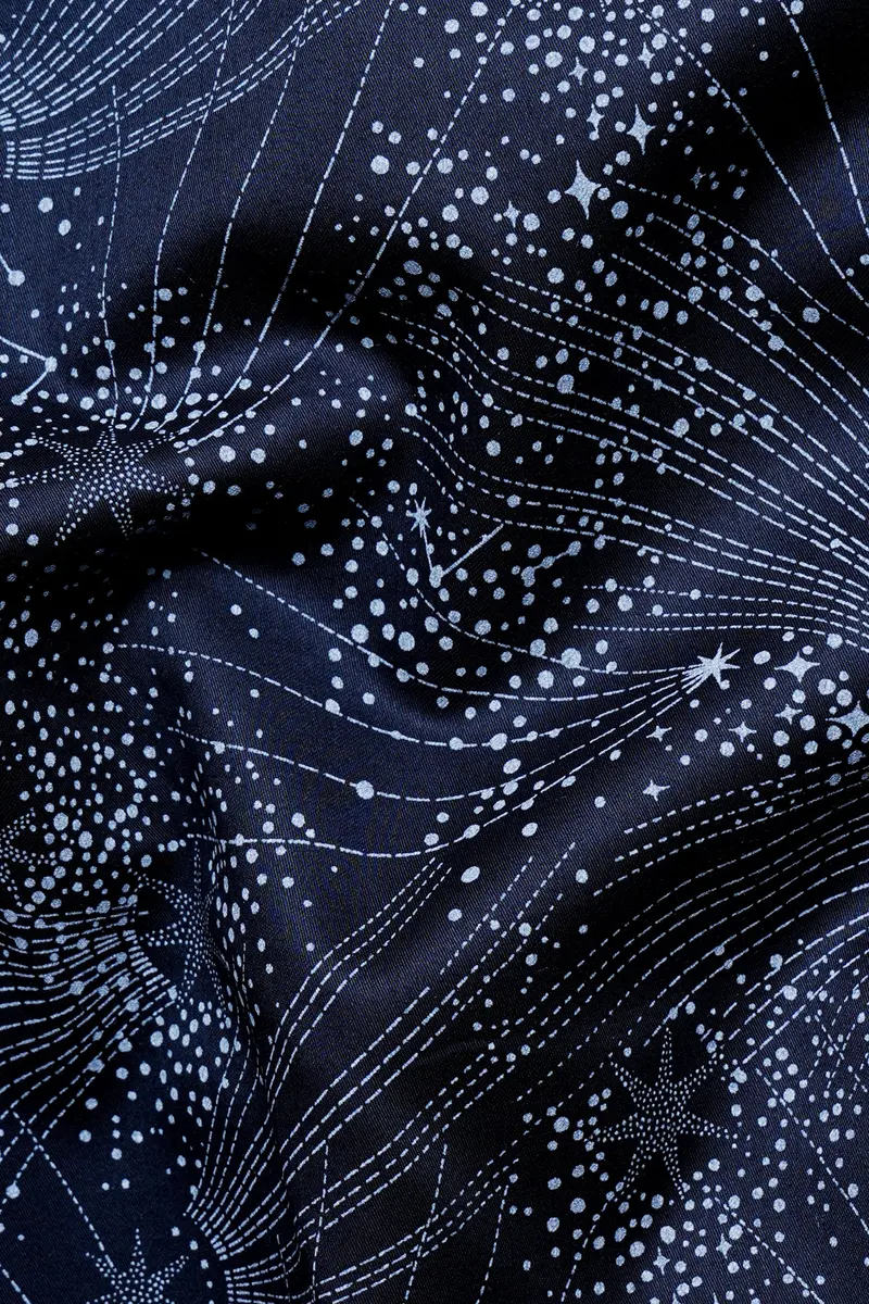 Cinder Blue Leaves Printed Subtle Sheen Super Soft Premium Cotton Shirt 3