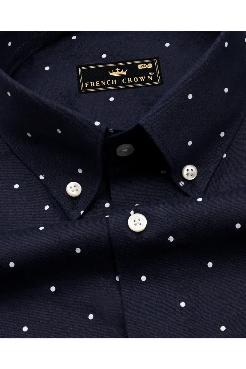 Cinder Blue Polka Dots Chambray Shirt 1