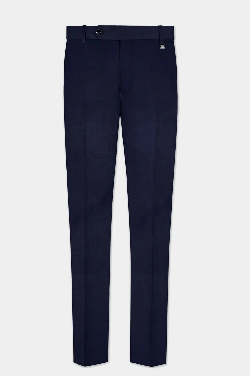 Cinder Blue Solid Cotton Stretchable Waistband Pant 2