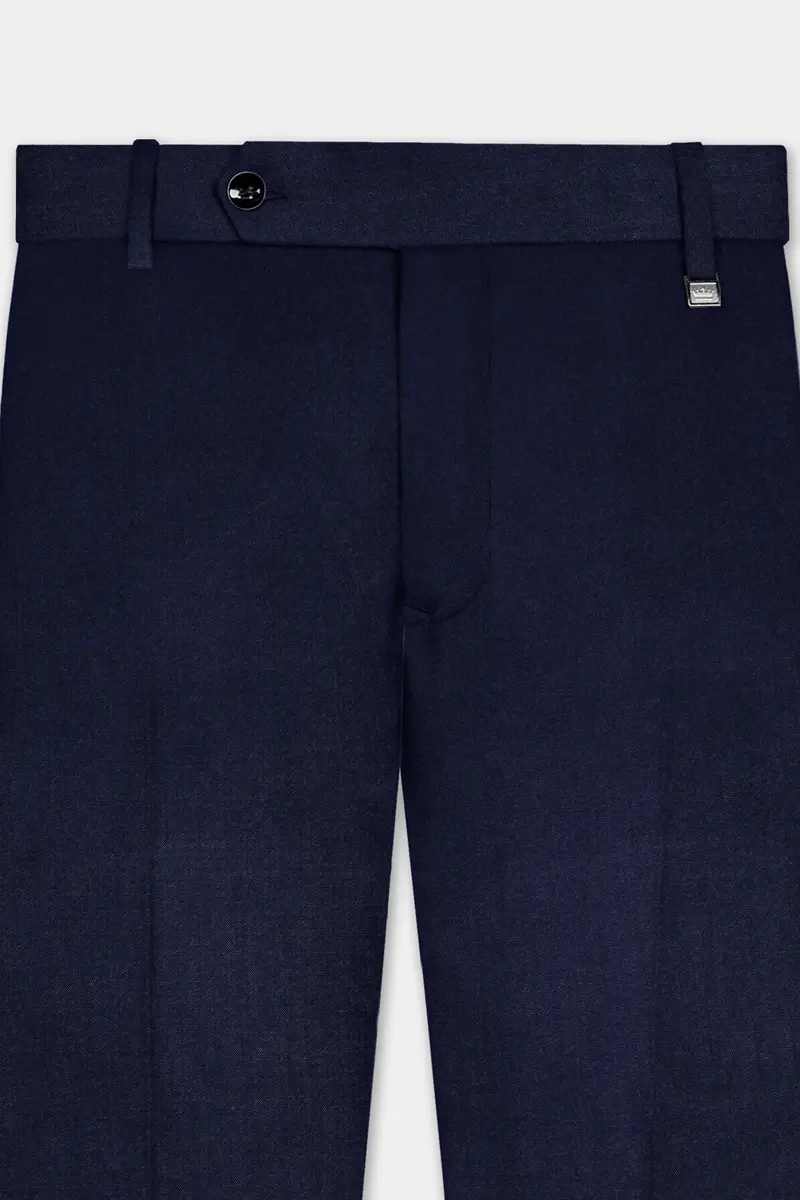 Cinder Blue Solid Cotton Stretchable Waistband Pant 4