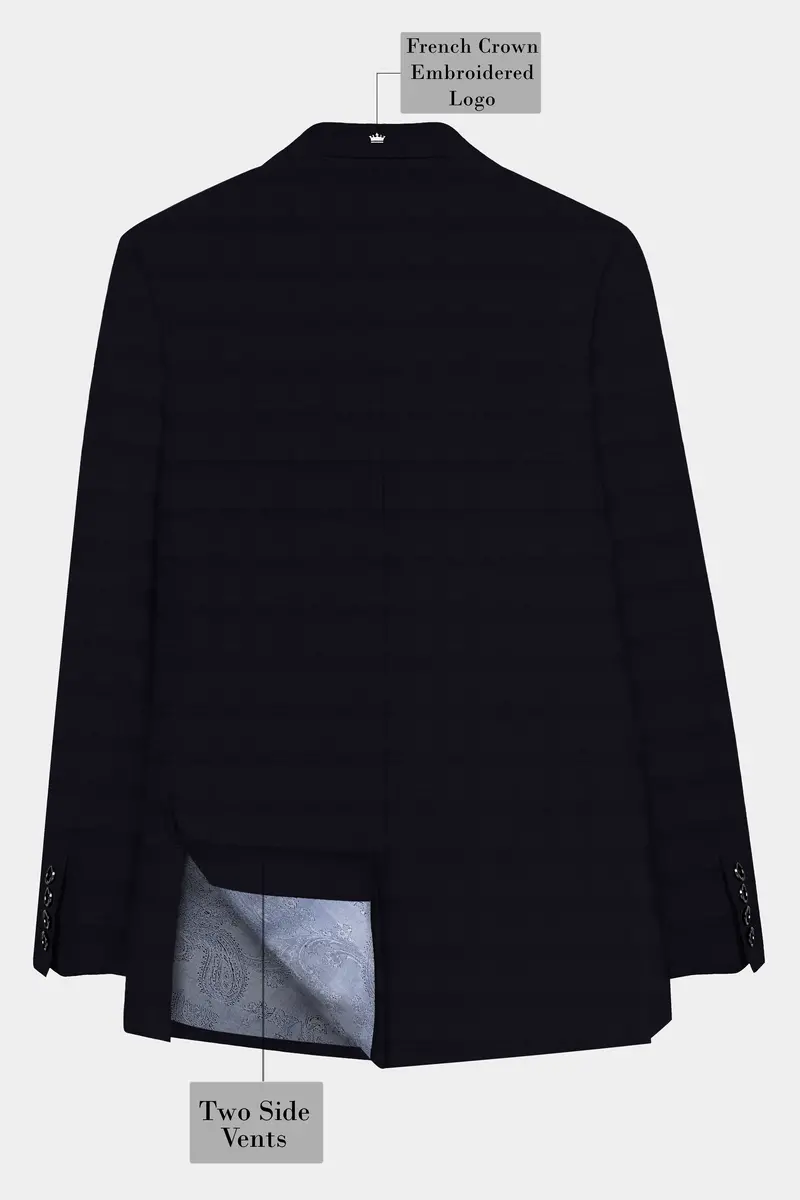 Cinder Blue Textured Wool Rich Bandhgala Designer Blazer 6