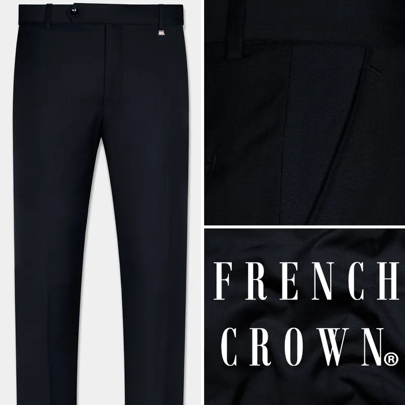 Cinder Blue Textured Wool Rich Pant 1