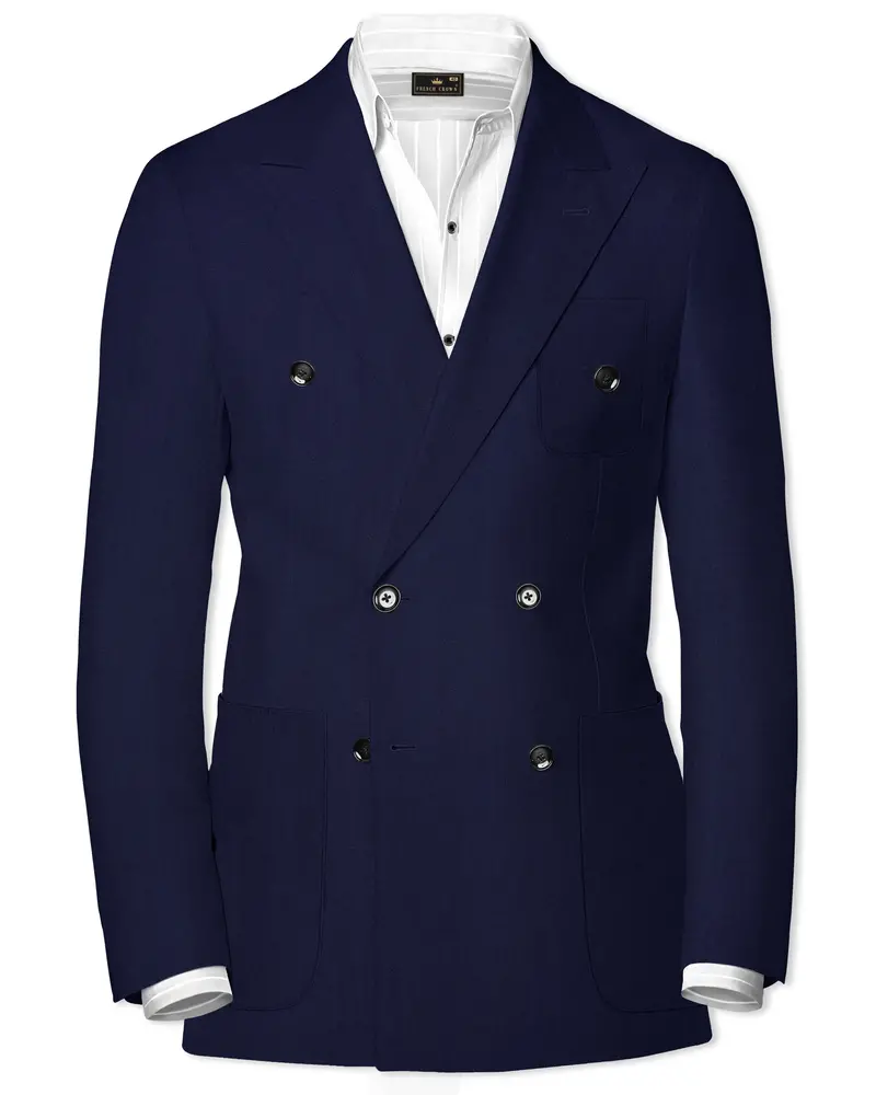 Cinder Blue Wool Rich Double Breasted Sports Blazer 1