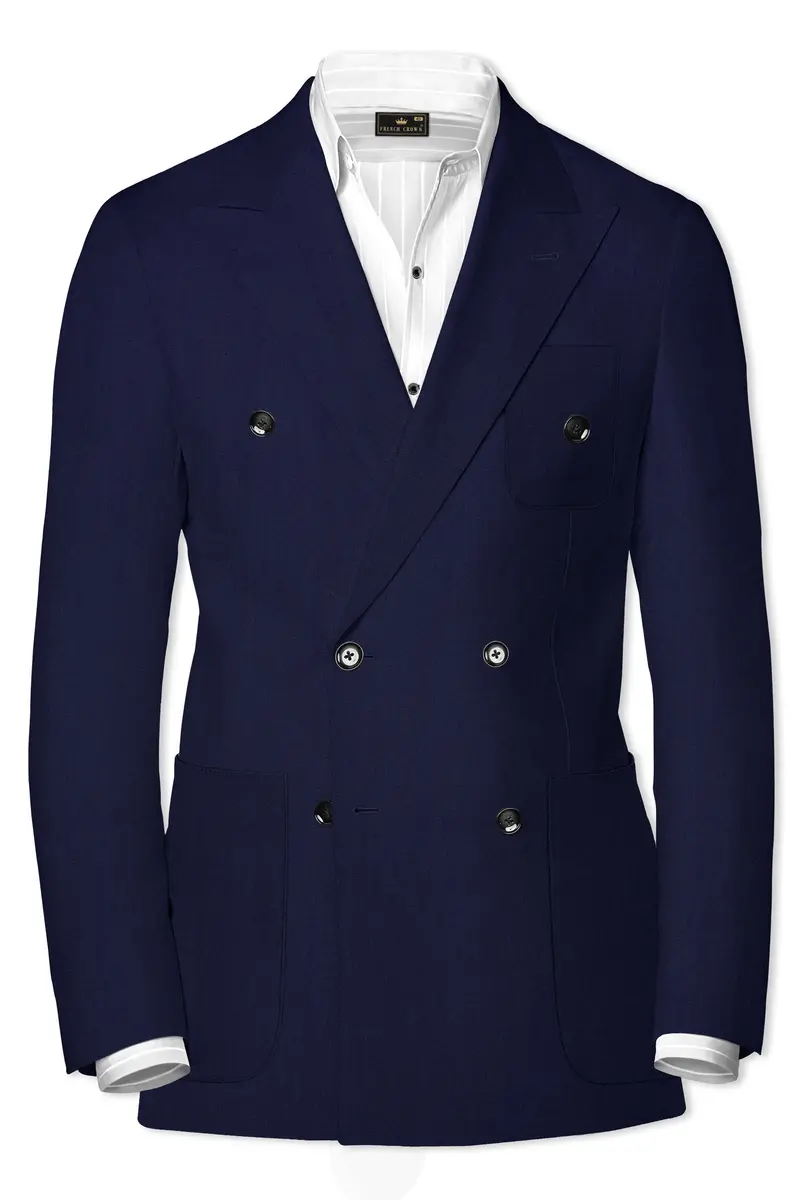 Cinder Blue Wool Rich Double Breasted Sports Blazer 2