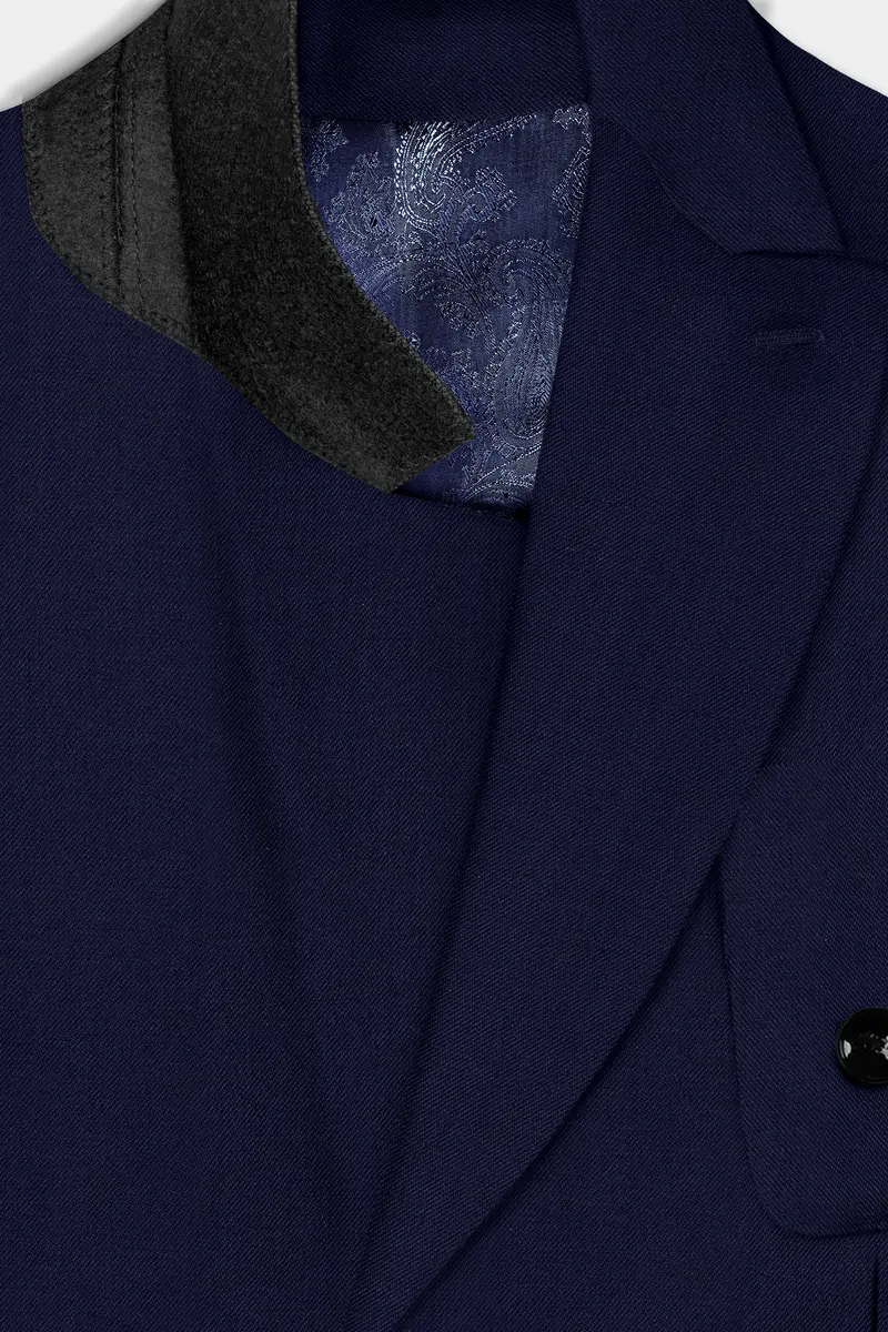 Cinder Blue Wool Rich Double Breasted Sports Blazer 4
