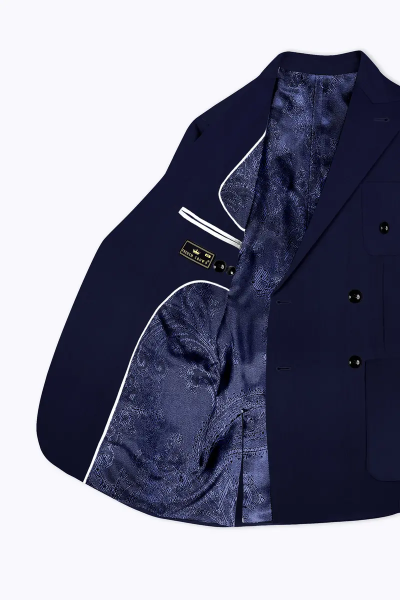 Cinder Blue Wool Rich Double Breasted Sports Blazer 5