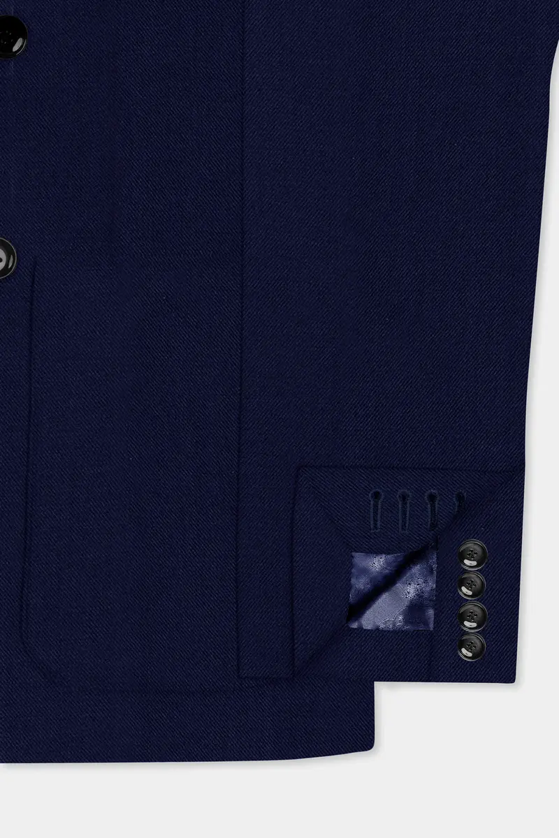 Cinder Blue Wool Rich Double Breasted Sports Blazer 6