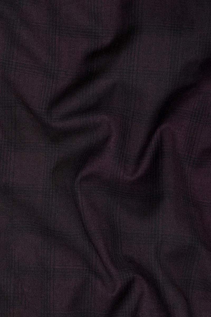 Cinder Purple Checkered Double Breasted Wool Rich Blazer 3