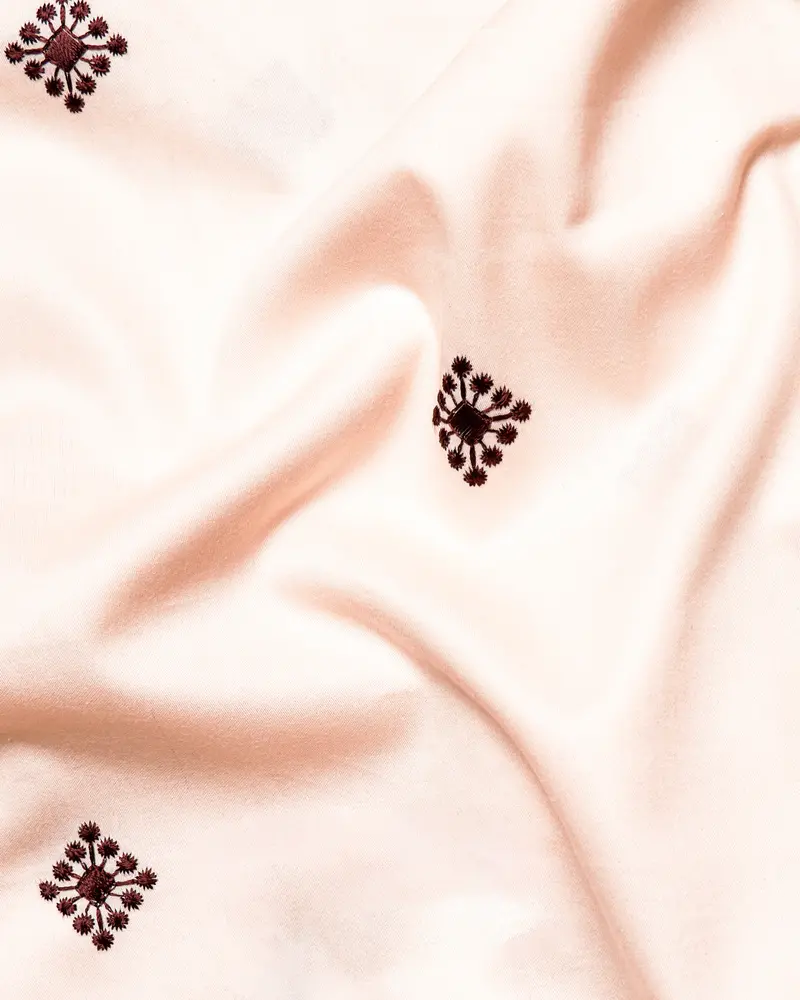 Cinderella Peach Embroidered Textured Super Soft Premium Cotton Shirt 2