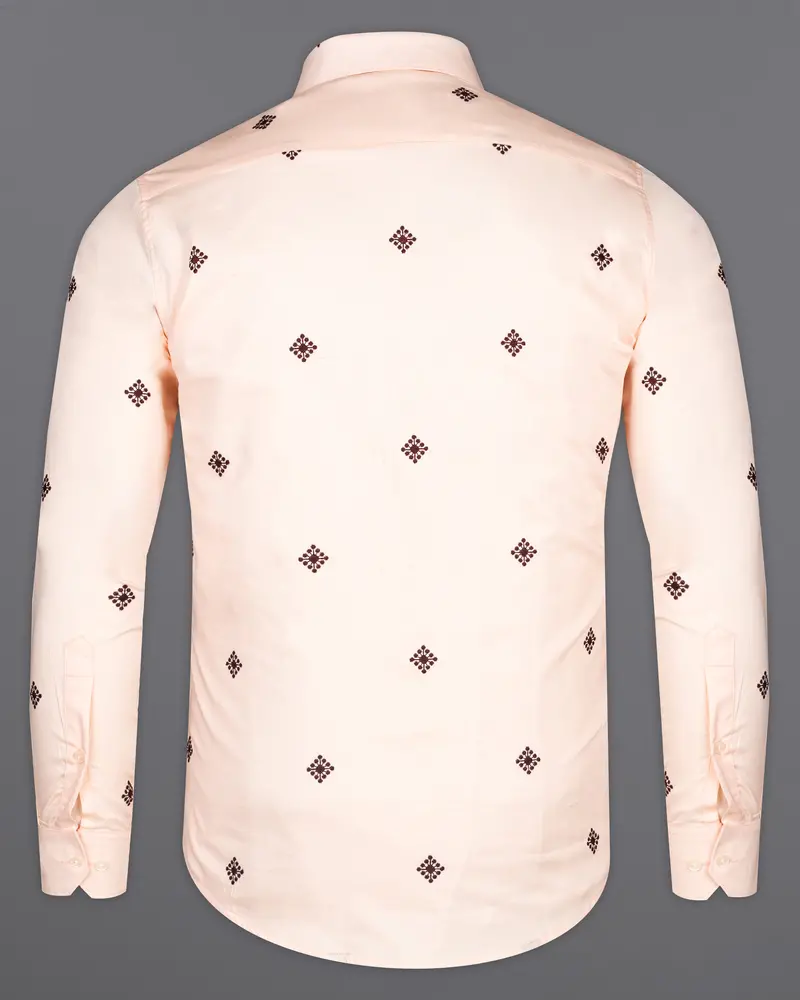 Cinderella Peach Embroidered Textured Super Soft Premium Cotton Shirt 6