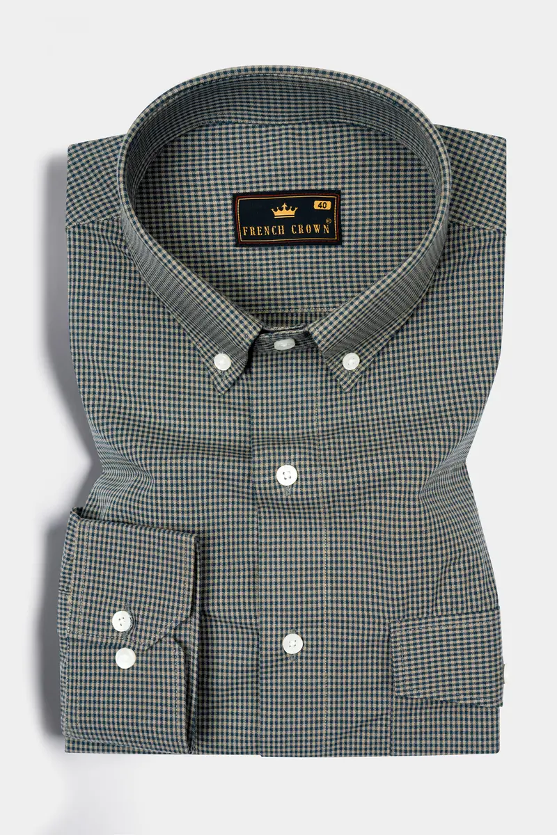 Cinereous And Dusk Blue Checkered Royal Oxford Shirt 5
