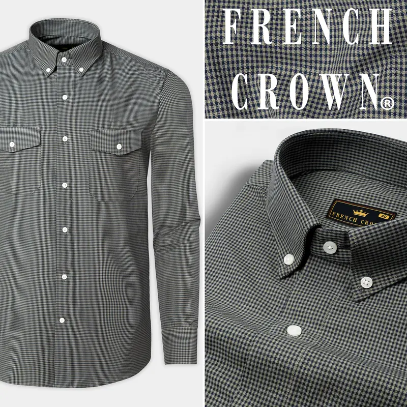 Cinereous And Dusk Blue Checkered Royal Oxford Shirt 9