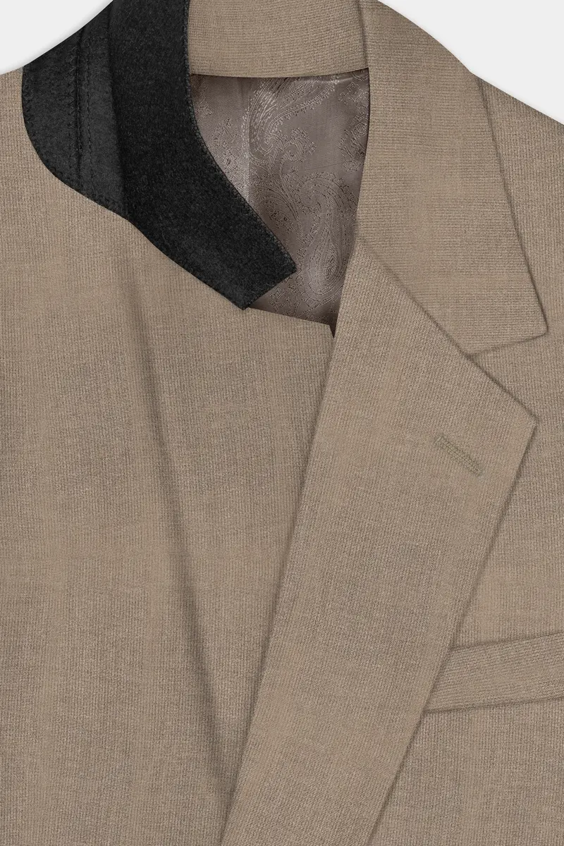 Cinereous Brown Textured Wool Rich Single Breasted Blazer 4