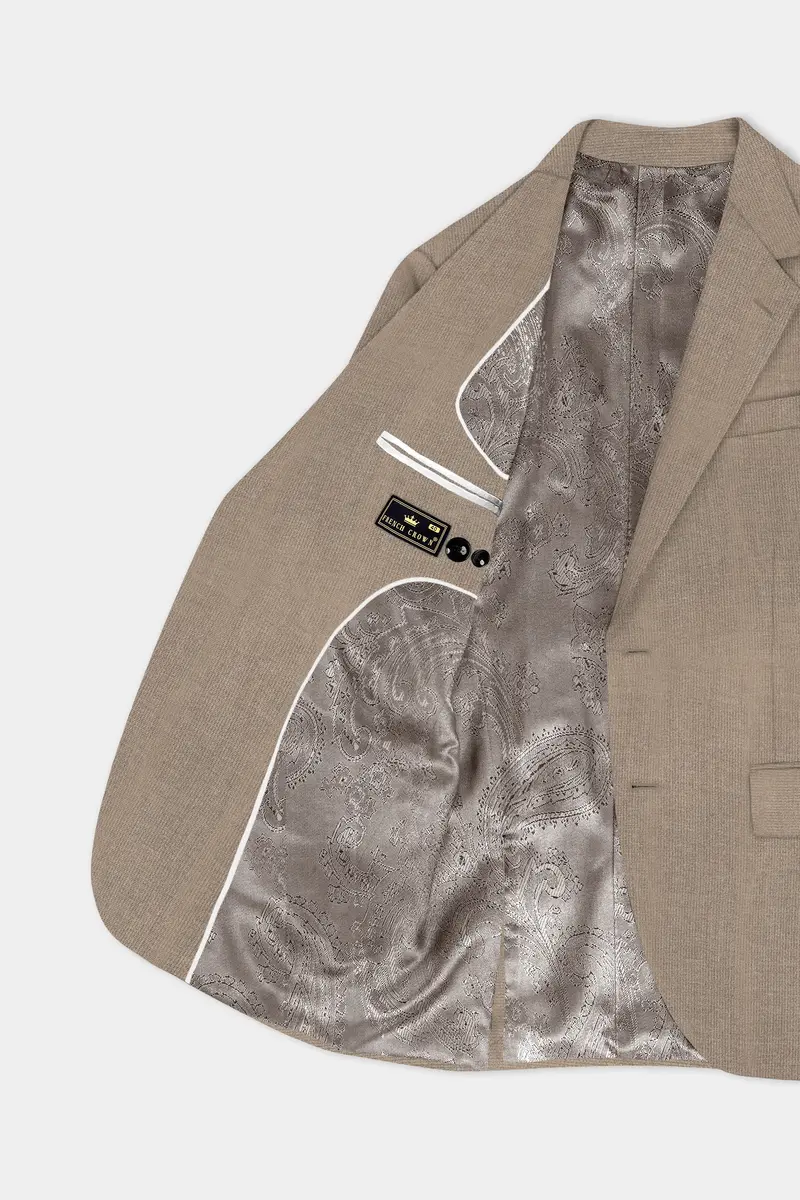 Cinereous Brown Textured Wool Rich Single Breasted Blazer 5