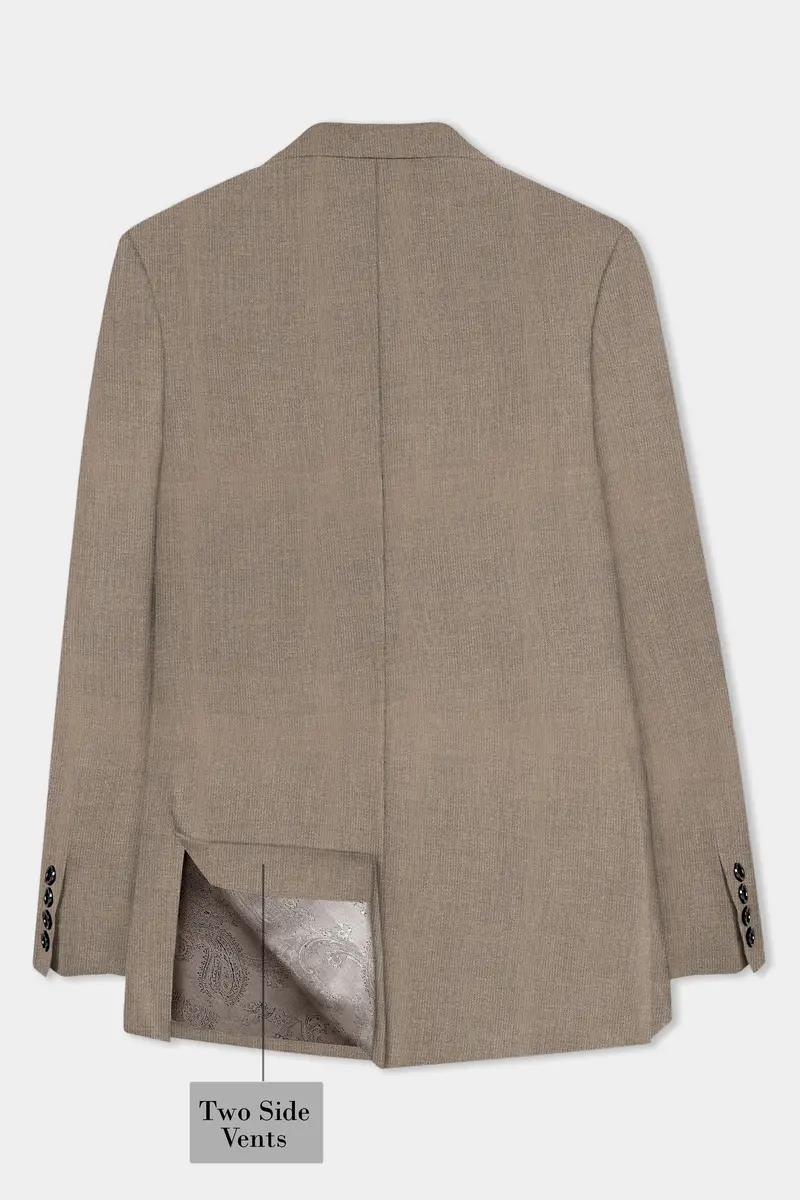 Cinereous Brown Textured Wool Rich Single Breasted Blazer 8