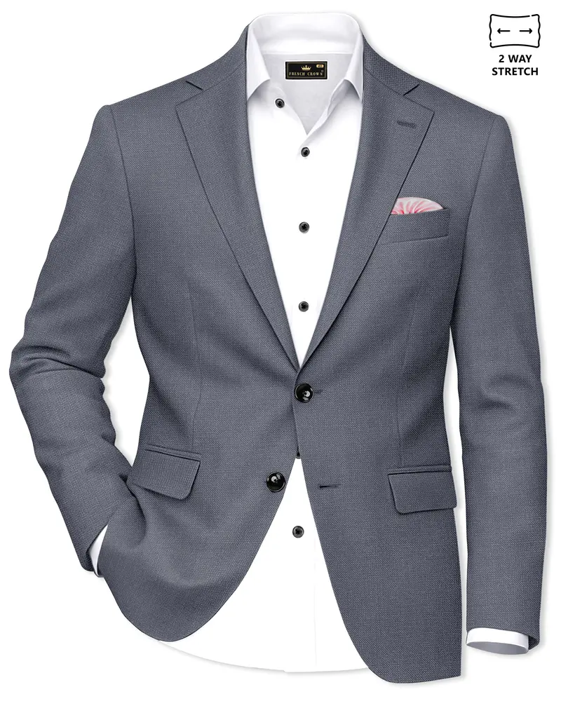 Cineris-Shuttle Gray Luxurious Linen Single Breasted Stretchable Traveler Blazer 1