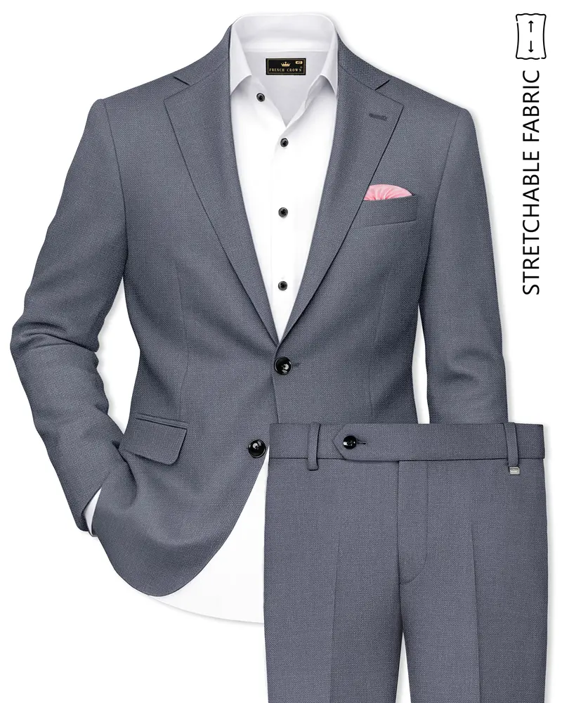 Cineris-Shuttle Gray Luxurious Linen Single Breasted Stretchable Traveler Suit 1