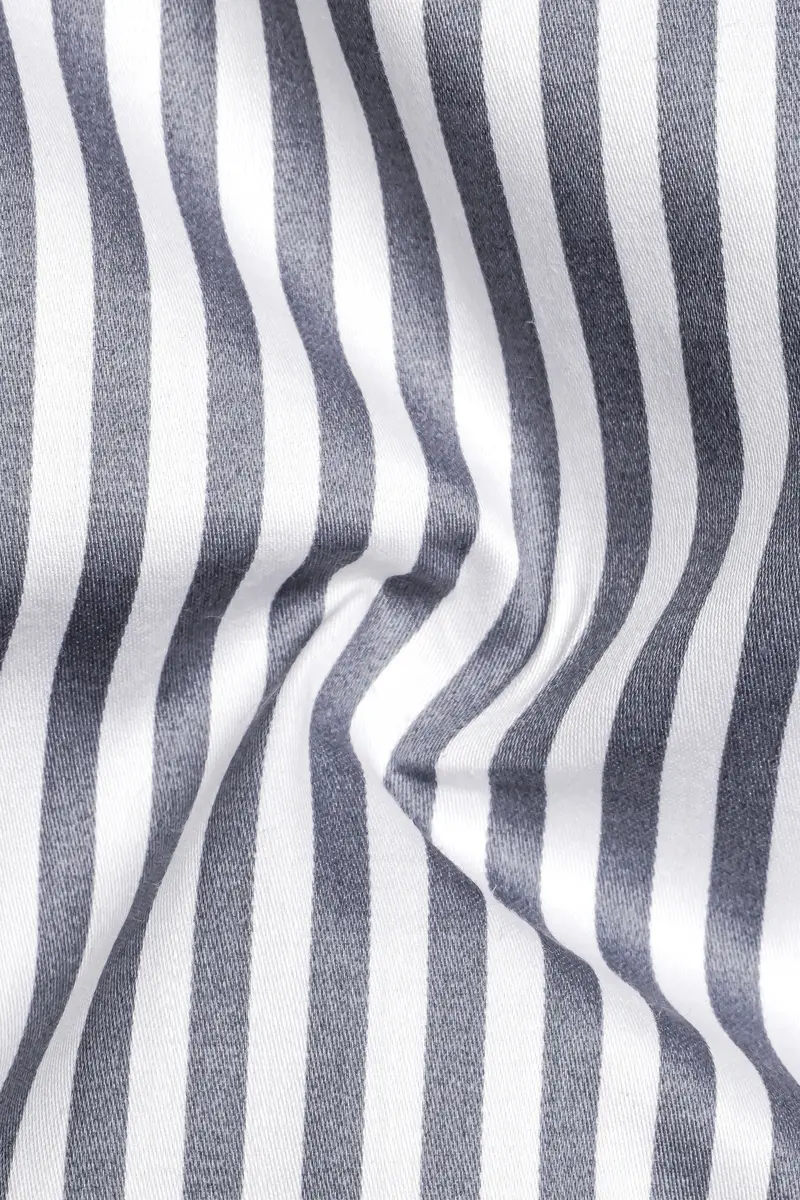 Cinerra-Amethyst Gray And Bright White Candy Striped Subtle Sheen Super Soft Premium Cotton Dress Shirt 3