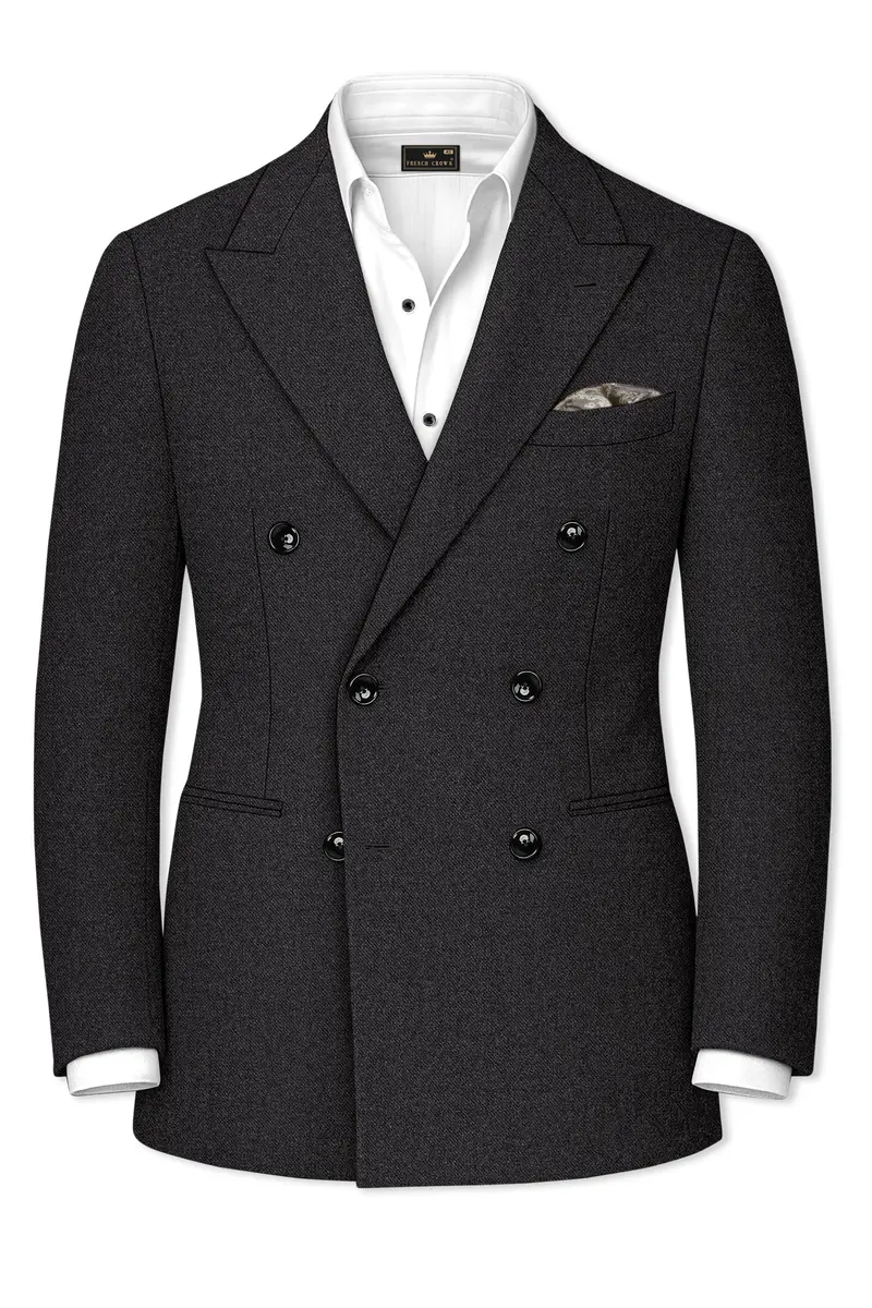Cinerro-Mine Shaft Gray Textured Tweed Double Breasted Suit 10
