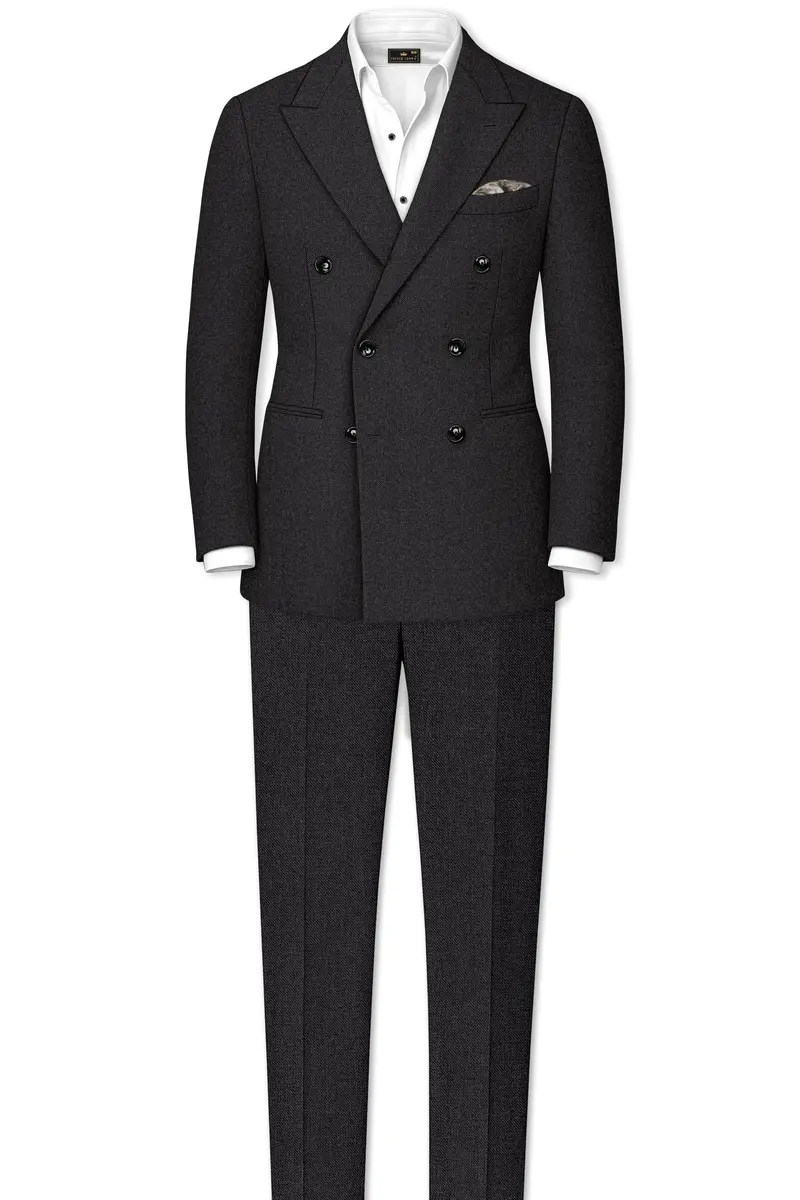 Cinerro-Mine Shaft Gray Textured Tweed Double Breasted Suit 4