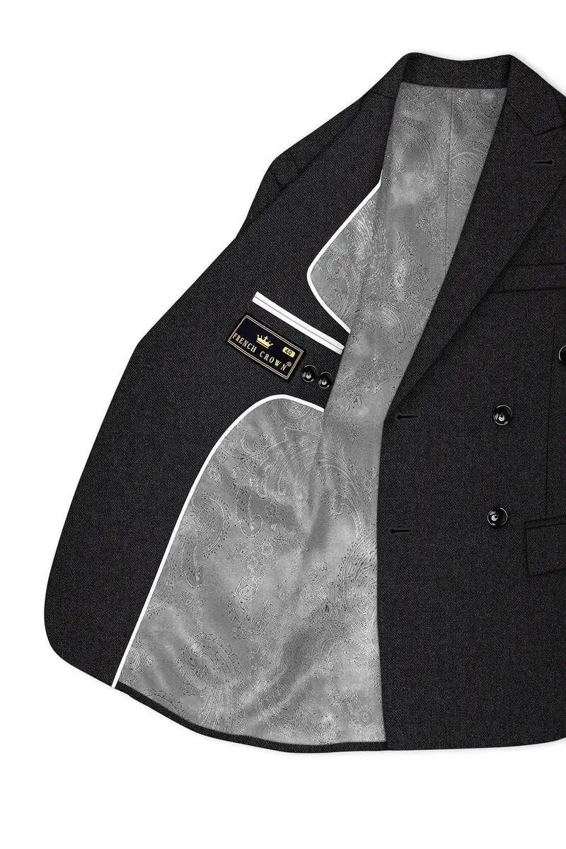 Cinerro-Mine Shaft Gray Textured Tweed Double Breasted Suit 6