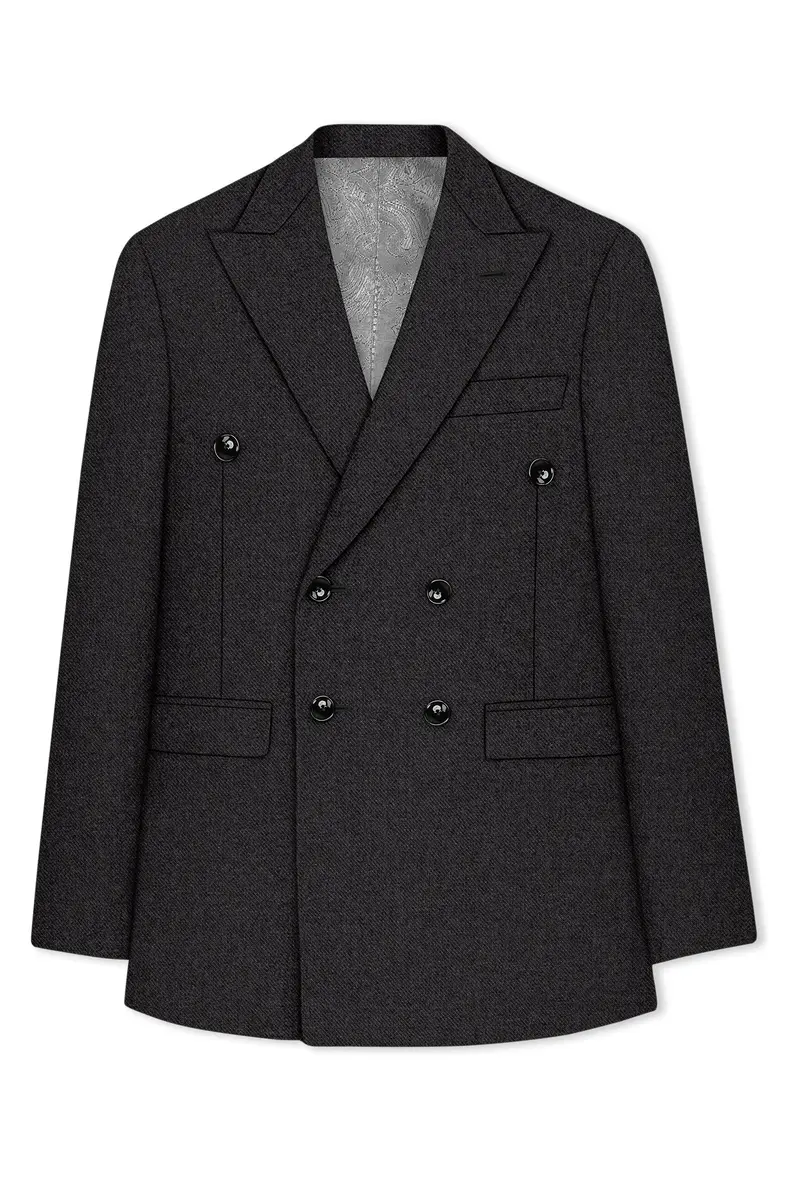 Cinerro-Mine Shaft Gray Textured Tweed Double Breasted Suit 8