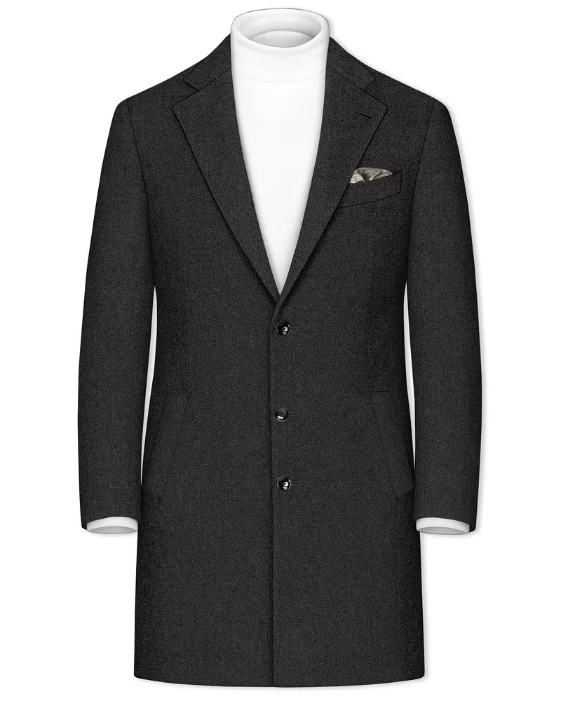 Cinerro-Mine Shaft Gray Textured Tweed Single Breasted Overcoat 1