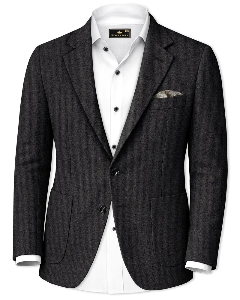 Cinerro-Mine Shaft Gray Textured Tweed Single Breasted Sports Blazer 1