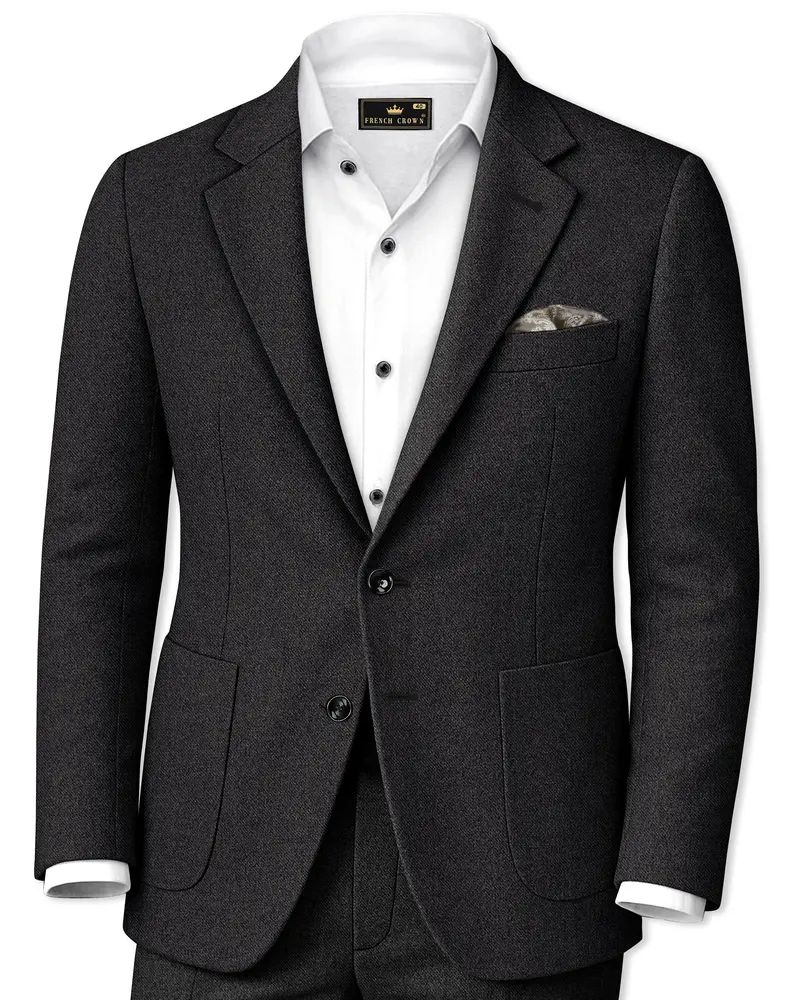 Cinerro-Mine Shaft Gray Textured Tweed Single Breasted Sports Suit 1