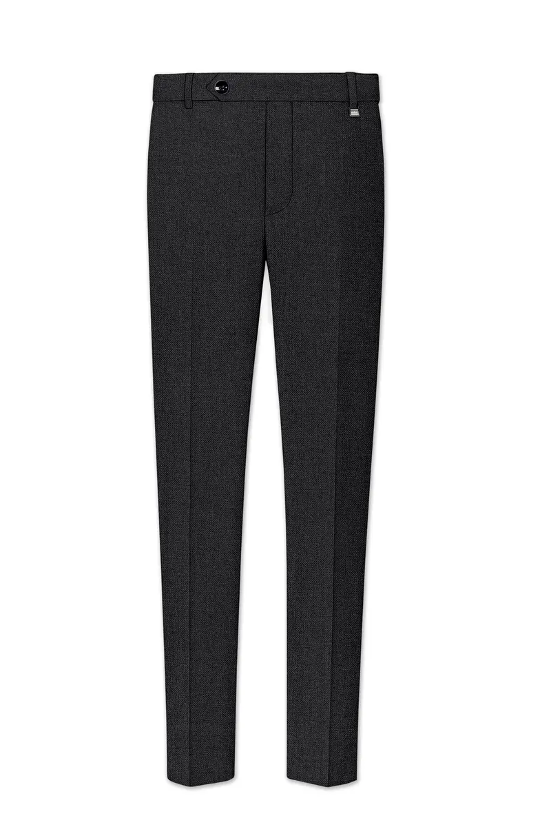 Cinerro-Mine Shaft Gray Textured Tweed Stretchable Waistband Pant 2