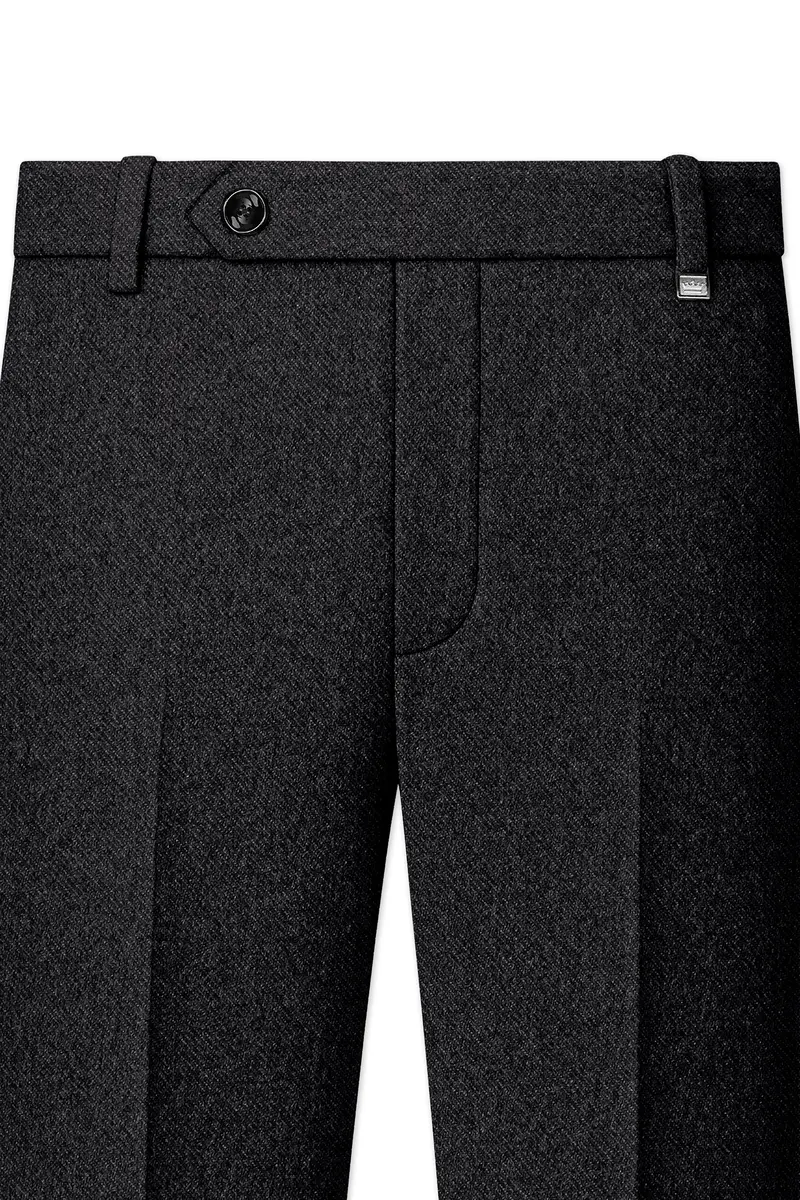 Cinerro-Mine Shaft Gray Textured Tweed Stretchable Waistband Pant 4