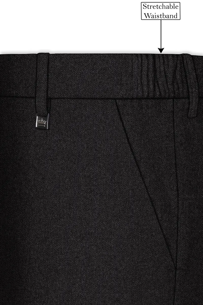 Cinerro-Mine Shaft Gray Textured Tweed Stretchable Waistband Pant 6