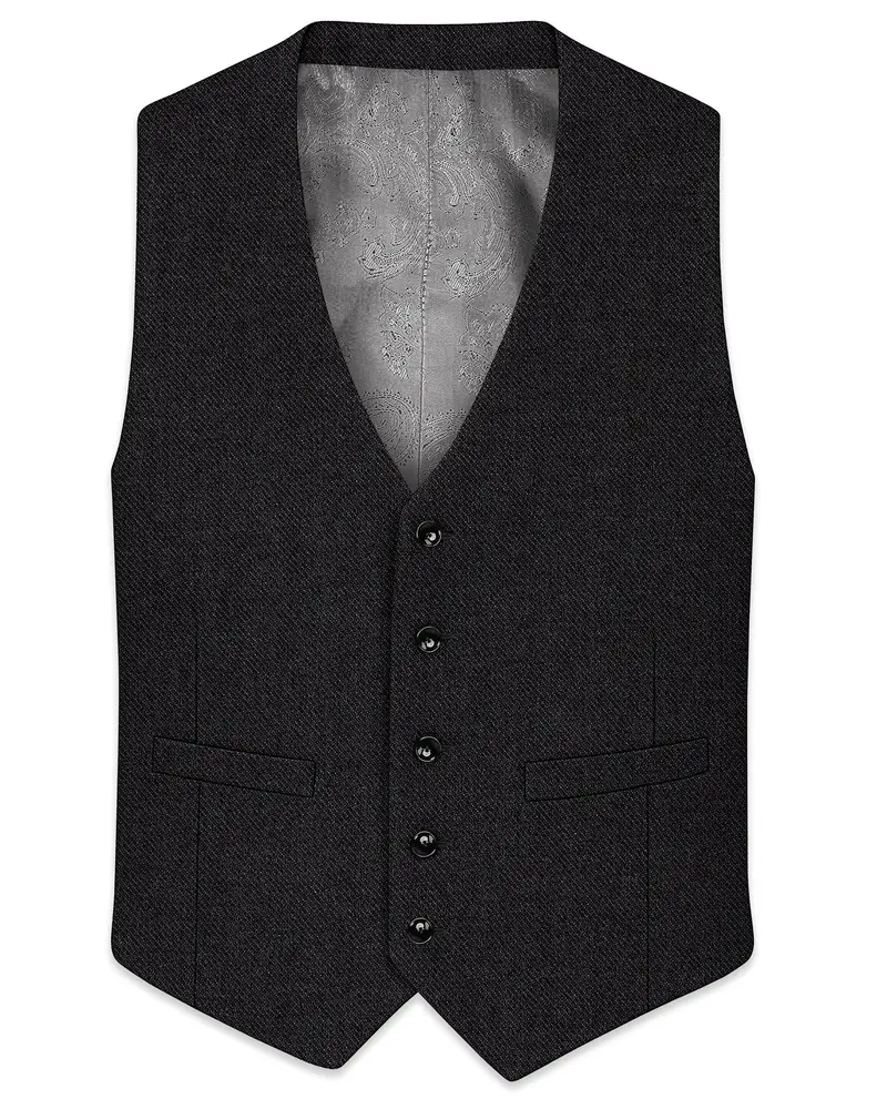 Cinerro-Mine Shaft Gray Textured Tweed Waistcoat 1