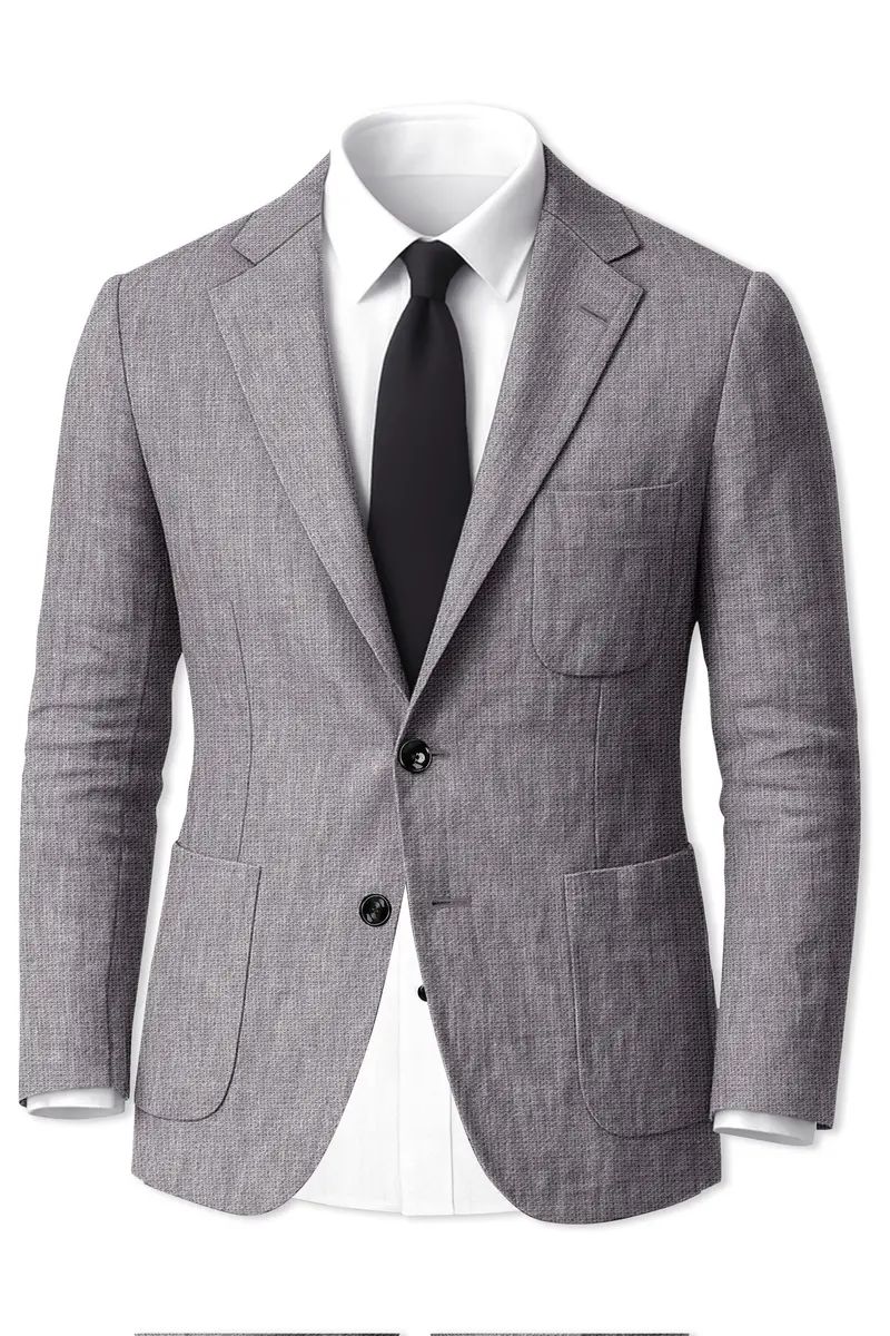 Cinerro-Monsoon Gray Luxurious Linen Single Breasted Sports Blazer 2