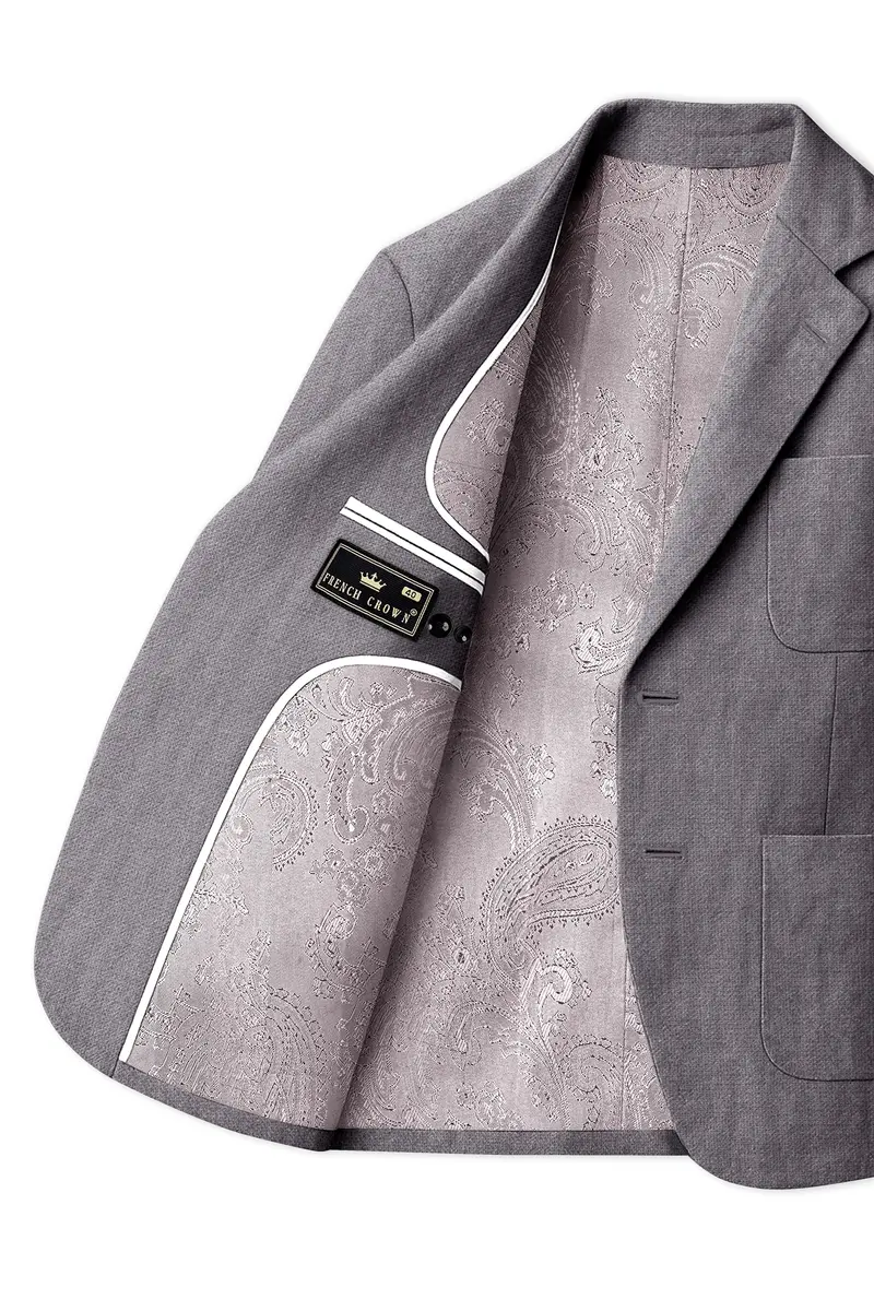 Cinerro-Monsoon Gray Luxurious Linen Single Breasted Sports Blazer 6