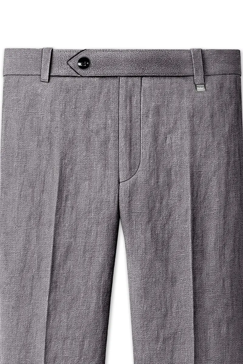 Cinerro-Monsoon Gray Luxurious Linen Stretchable Waistband Pant 4
