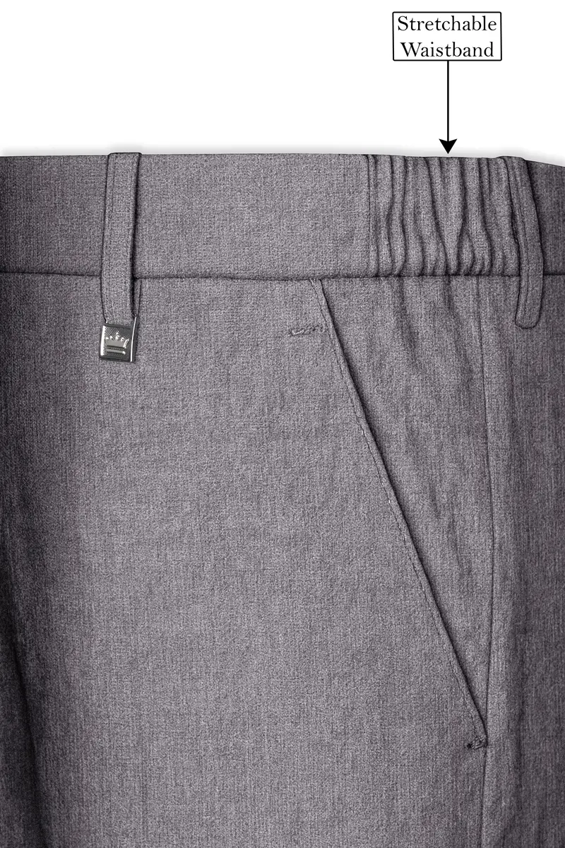 Cinerro-Monsoon Gray Luxurious Linen Stretchable Waistband Pant 6